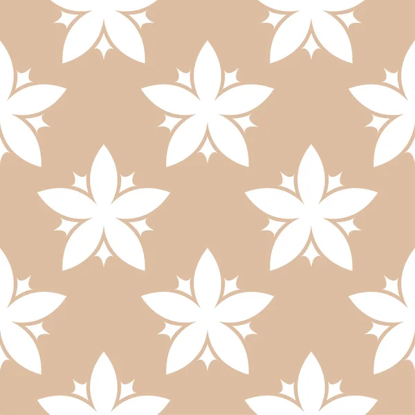 Weißer Blumenschmuck Auf Beigem Hintergrund Nahtloses Muster Für Textilien Und — Stockvektor