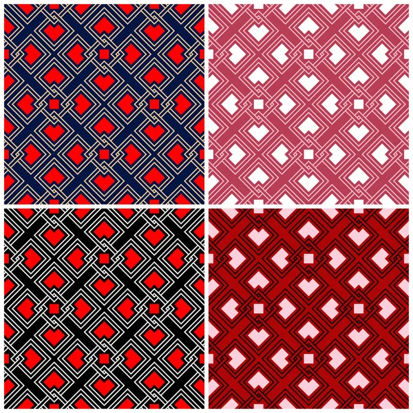 Набор Бесшовных Фонов Геометрическими Узорами Обоев Текстиля Тканей — стоковый вектор