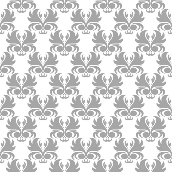 Diseño Ornamental Floral Gris Claro Sobre Blanco Patrón Sin Costuras — Vector de stock