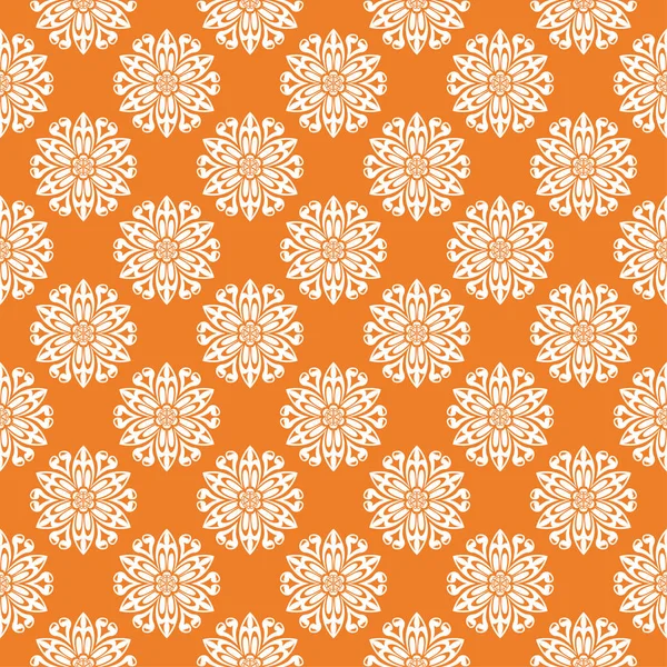 Ornamento Floral Laranja Com Elementos Brancos Padrão Sem Costura Para — Vetor de Stock