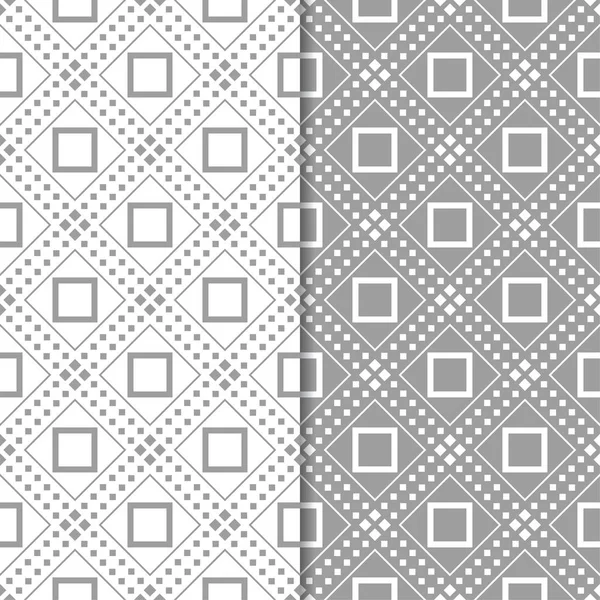 Gray White Geometric Prints Set Seamless Patterns Web Textile Wallpapers — Stock Vector