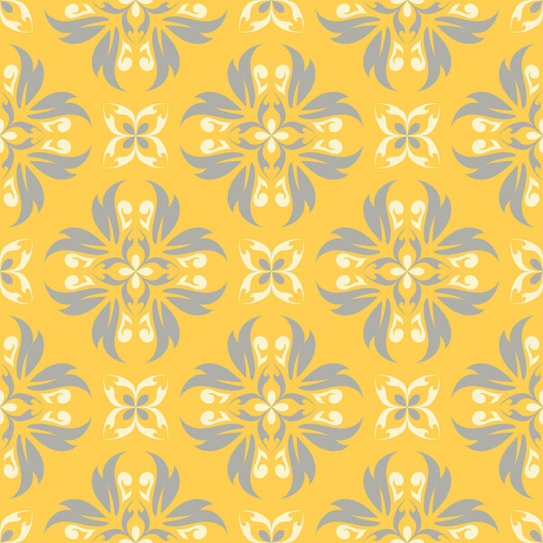 Yellow floral seamless pattern. Background with flower designs for wallpapers, textile and fabrics