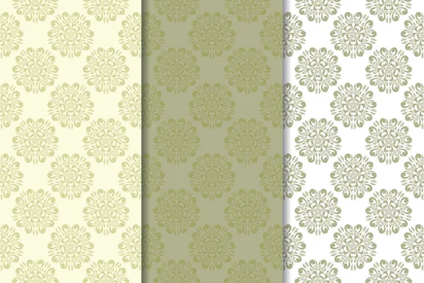 Zeytin yeşili kümesi çiçek süsler. Tekstil ve duvar kağıtları için dikişsiz desen