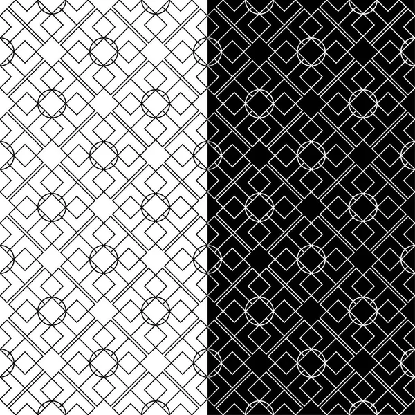 Black White Geometric Set Seamless Patterns Web Textile Wallpapers — Stock Vector