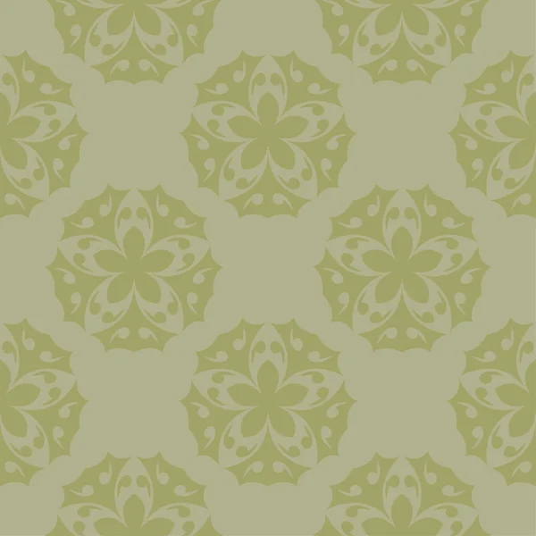 Olive Green Floral Ornament Seamless Pattern Textile Wallpapers — Stock Vector