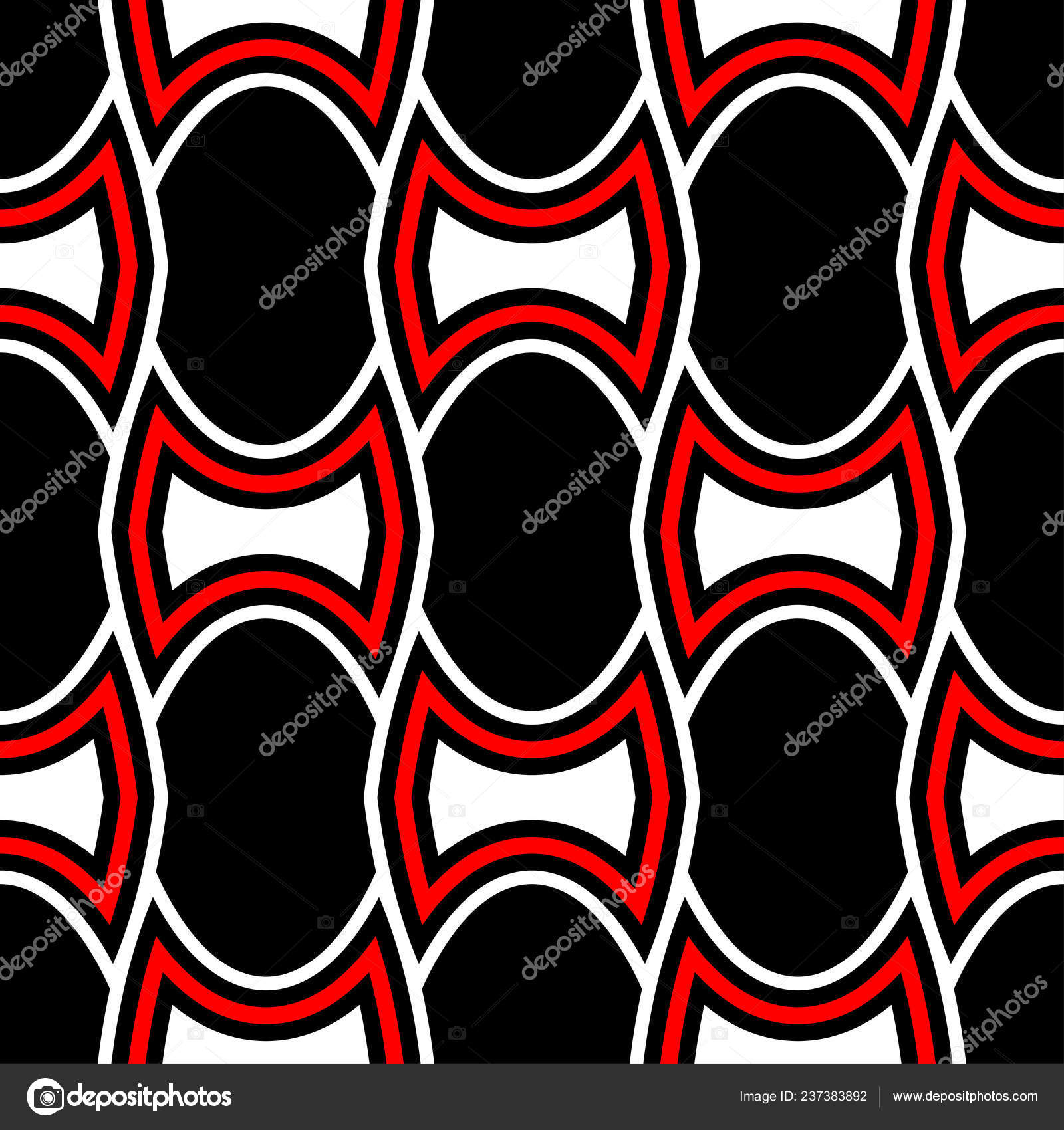 赤と白の幾何学模様 壁紙のシームレスな黒背景 ストックベクター C Crumsig