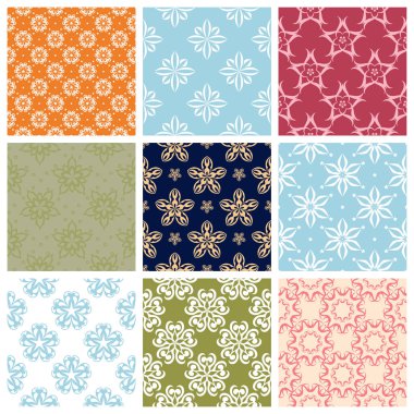 Renkli çiçek öğeleri kümesiyle. Çiçek seamless modeli. 