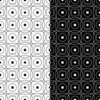 Siyah ve beyaz geometrik süsler. Web, Tekstil ve duvar kağıtları için dikişsiz desen seti