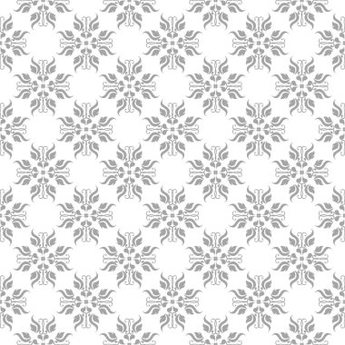 Işık gri çiçek süs tasarım beyaz. Tekstil ve duvar kağıtları için seamless modeli