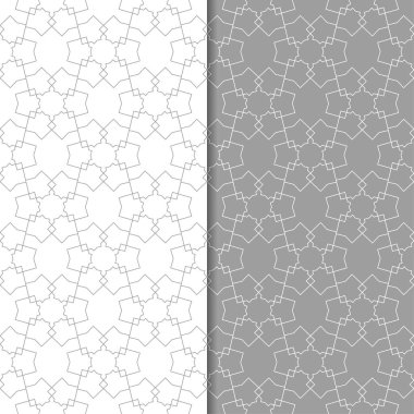 Gri ve beyaz geometrik süsler. Web, Tekstil ve duvar kağıtları için dikişsiz desen seti