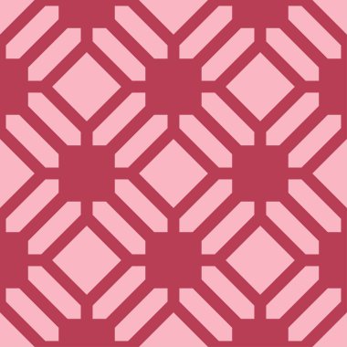 Kırmızı ve soluk pembe geometrik süsleme. Web, Tekstil ve duvar kağıtları için seamless modeli