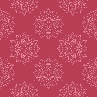 Çiçek tasarım kırmızı zemin üzerine. Tekstil ve duvar kağıtları için seamless modeli