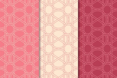 Kiraz kırmızısı geometrik süsler. Web, Tekstil ve duvar kağıtları için dikey Dikişsiz desen seti