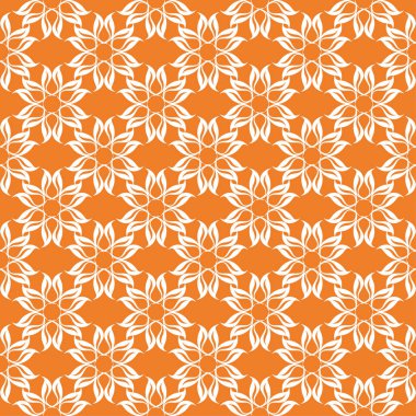 Turuncu zemin üzerine beyaz çiçek tasarım. Tekstil ve duvar kağıtları için seamless modeli