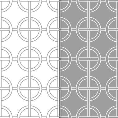 Gri ve beyaz geometrik süsler. Web, Tekstil ve duvar kağıtları için dikişsiz desen seti