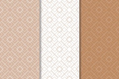 Web, Tekstil ve duvar kağıtları için dikişsiz desen kahverengi ve beyaz geometrik dizi