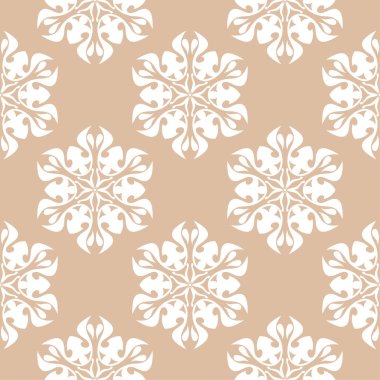 Bej ve beyaz çiçek süsleme. Tekstil ve duvar kağıtları için seamless modeli