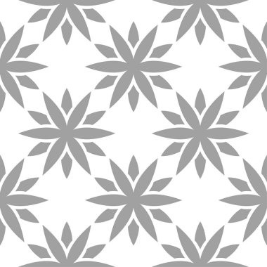 Beyaz arka plan üzerine açık gri çiçek süsleme. Tekstil ve duvar kağıtları için seamless modeli