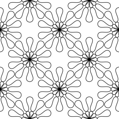 Beyaz arka planda siyah çiçekler. Tekstil ve duvar kağıtları için seamless modeli