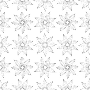 Işık gri çiçek sorunsuz süsleme beyaz arka plan üzerinde. Tekstil ve duvar kağıtları için seamless modeli