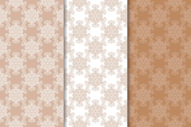 Kahverengi çiçek süsler. Tekstil ve duvar kağıtları için dikey Dikişsiz desen seti