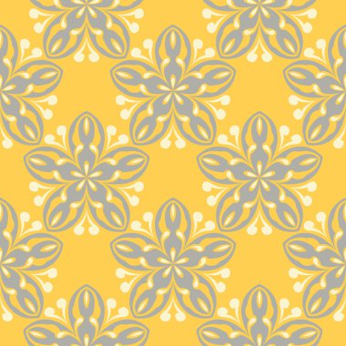 Çiçek arka plan. Sarı gri ve beyaz Dikişsiz desen duvar kağıtları, Tekstil ve kumaş için