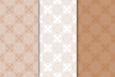 Web, Tekstil ve duvar kağıtları için dikişsiz desen kahverengi ve beyaz geometrik dizi
