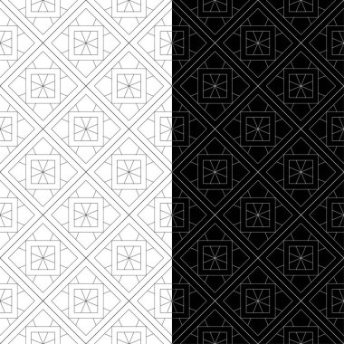 Web, Tekstil ve duvar kağıtları için dikişsiz desen siyah ve beyaz geometrik ayarla