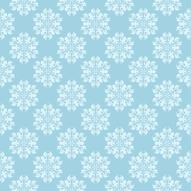 Beyaz ve mavi çiçek desenli. Tekstil ve duvar kağıtları için sorunsuz süsleme