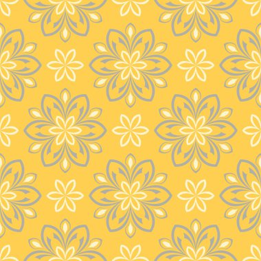 Çiçek arka plan. Sarı gri ve beyaz Dikişsiz desen duvar kağıdı, Tekstil ve kumaş için