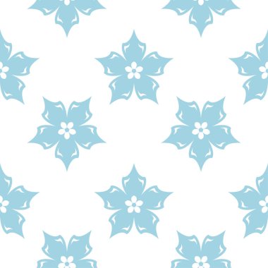 Beyaz zemin üzerine mavi çiçek seamless modeli. Tekstil ve duvar kağıtları için sorunsuz tasarım