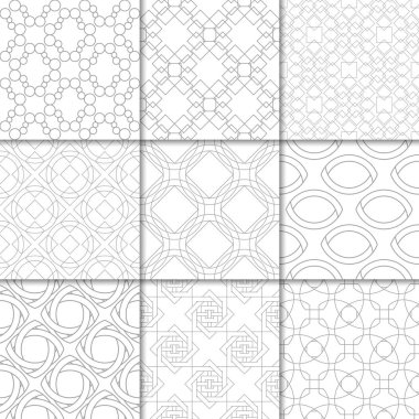 Işık gri geometrik süsler. Web, Tekstil ve duvar kağıtları için tarafsız Dikişsiz desen koleksiyonu