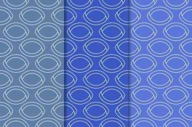 Mavi geometrik süsler. Web, Tekstil ve duvar kağıtları için dikey Dikişsiz desen seti