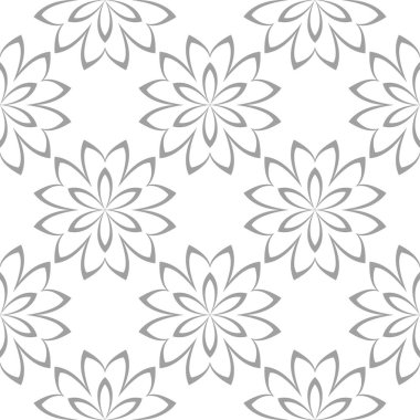 Beyaz ve gri çiçek süsleme. Tekstil ve duvar kağıtları için seamless modeli