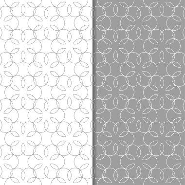 Gri ve beyaz geometrik parmak izi. Web, Tekstil ve duvar kağıtları için dikişsiz desen seti