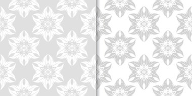 Işık gri çiçek arka planlar. Tekstil ve duvar kağıtları için dikişsiz desen seti