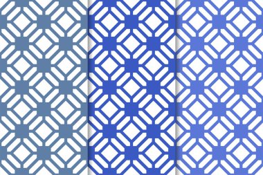 Mavi geometrik süsler. Web, Tekstil ve duvar kağıtları için dikey Dikişsiz desen seti
