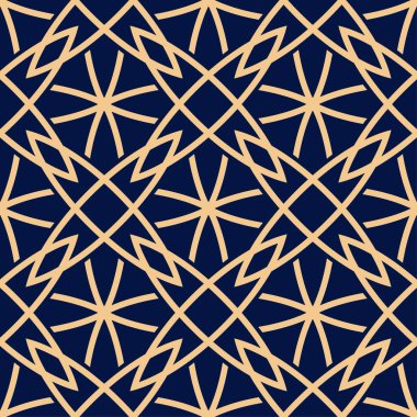 Altın mavi geometrik süsleme. Web, Tekstil ve duvar kağıtları için seamless modeli