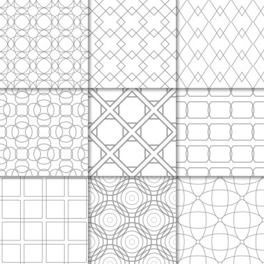 Işık gri geometrik süsler. Web, Tekstil ve duvar kağıtları için tarafsız Dikişsiz desen koleksiyonu