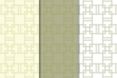 Zeytin yeşili ve web, Tekstil ve duvar kağıtları için geometrik Dikişsiz desen beyaz set