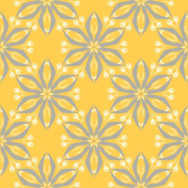 Çiçek arka plan. Sarı gri ve beyaz Dikişsiz desen duvar kağıdı, Tekstil ve kumaş için