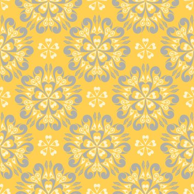 Sorunsuz çiçek desenli. Parlak sarı arka plan duvar kağıtları, Tekstil ve kumaş için çiçek tasarımları ile