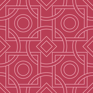 Kırmızı ve soluk pembe geometrik süsleme. Web, Tekstil ve duvar kağıtları için seamless modeli