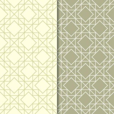 Web, Tekstil ve duvar kağıtları için dikişsiz desen zeytin yeşili geometrik ayarla