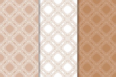 Kahverengi çiçek süsler. Tekstil ve duvar kağıtları için dikey Dikişsiz desen seti