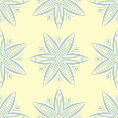 Çiçek desenli sorunsuz arka plan. Bej renkli arka plan duvar kağıtları, Tekstil ve kumaş için mavi ve yeşil ışık çiçek öğeleri ile