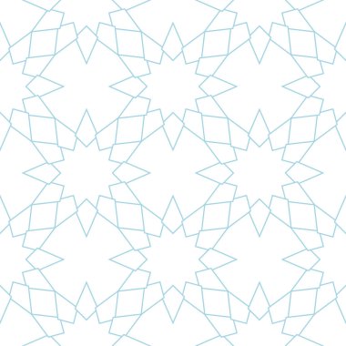 Geometrik süsleme. Beyaz ve mavi seamless modeli web, Tekstil ve duvar kağıtları için