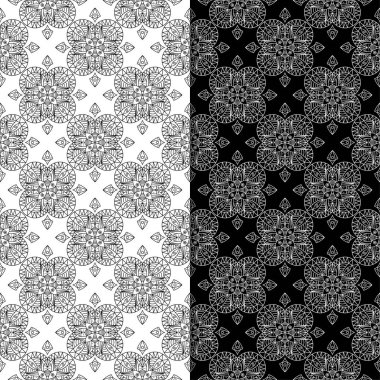 Web, Tekstil ve duvar kağıtları için dikişsiz desen siyah ve beyaz geometrik ayarla