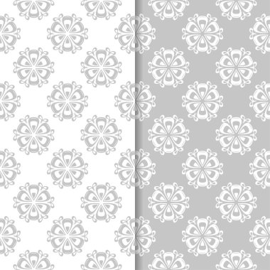 Çiçek gri ve beyaz seamless modeli. Çiçeğe öğeleri için duvar kağıdı arka plan.