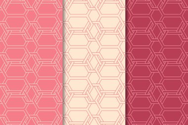 Kiraz kırmızısı geometrik süsler. Web, Tekstil ve duvar kağıtları için dikey Dikişsiz desen seti